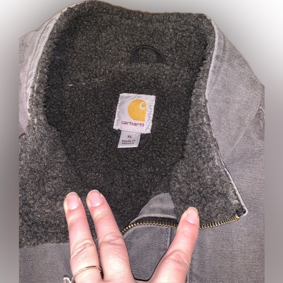 Carhartt V33 GVL Gray Fleece Sherpa Lined Canvas Rugged Work Wear Zip Up Vest XL - Picture 6 of 15